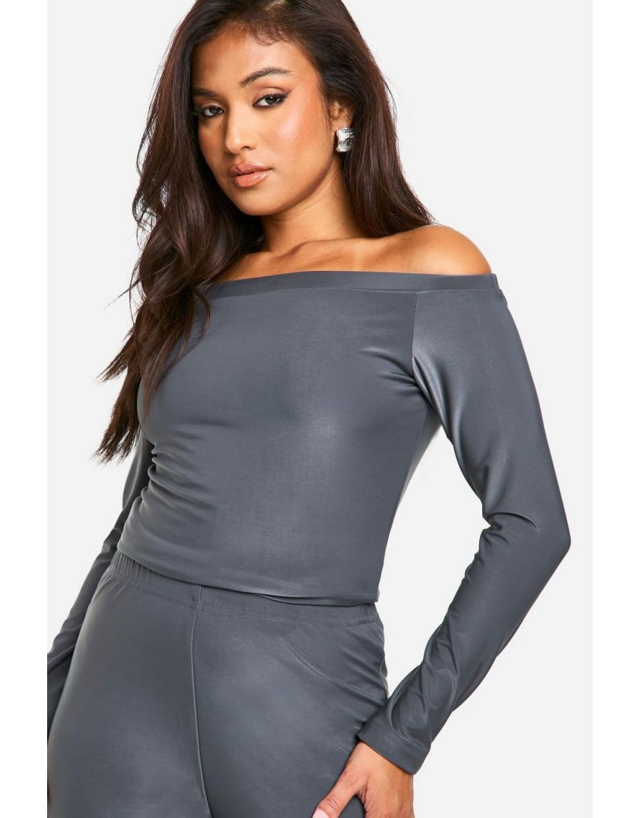 Petite Double Slinky Bardot and Flare Set - grey - 3