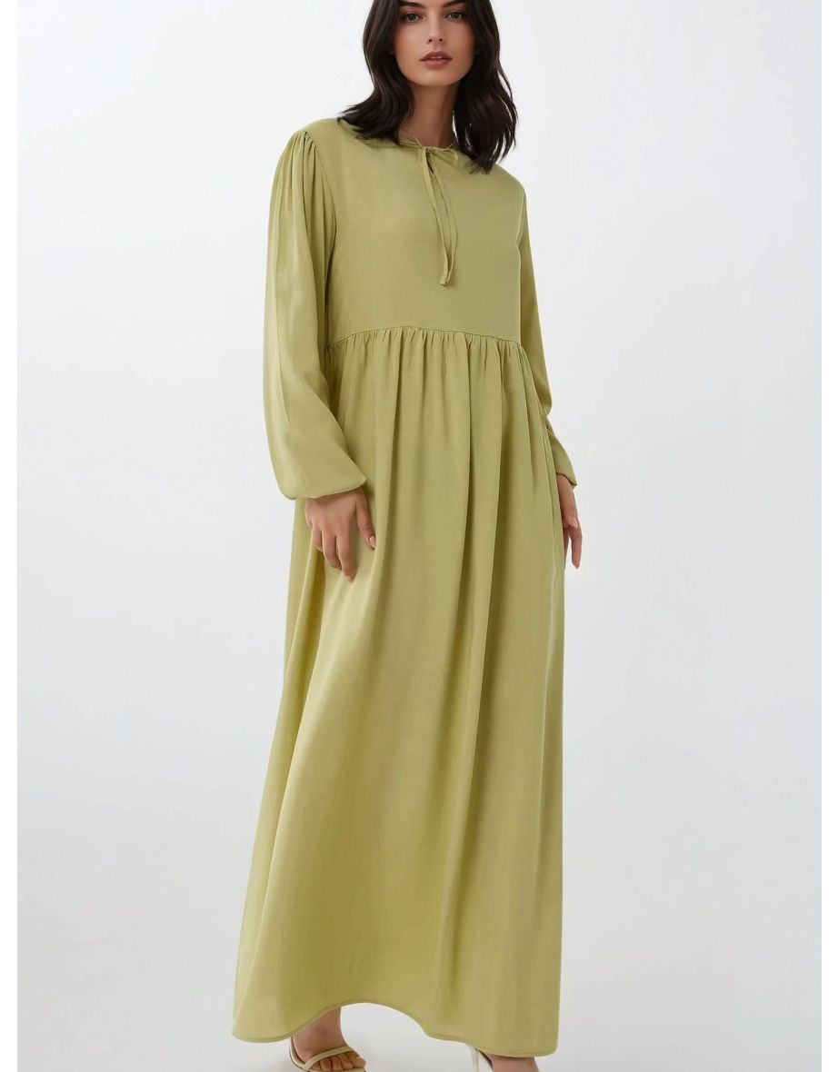 Maxi Dress with A-Form Fit and Crew Neck