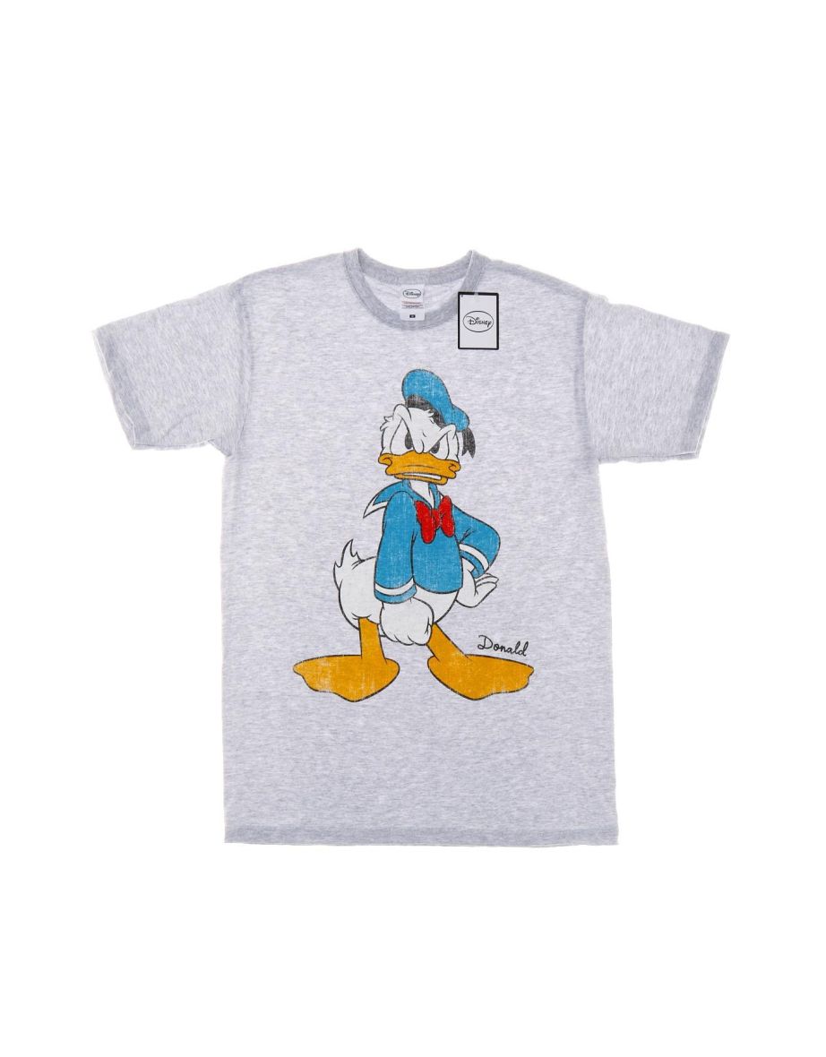 Disney Mens Donald Duck Angry T-Shirt - Heather Grey