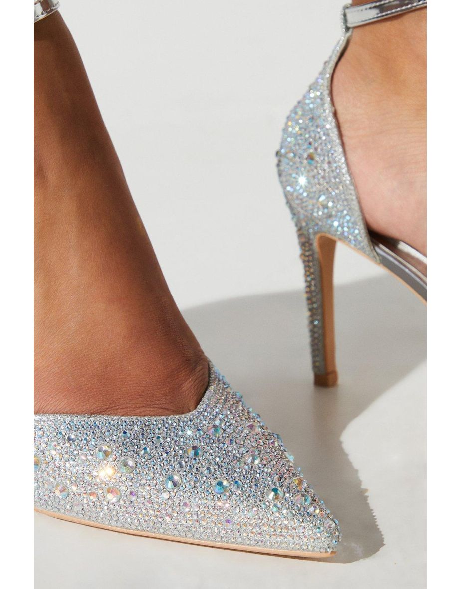 Tanisha Diamante Sweetheart Ankle Strap Court Shoe - 3