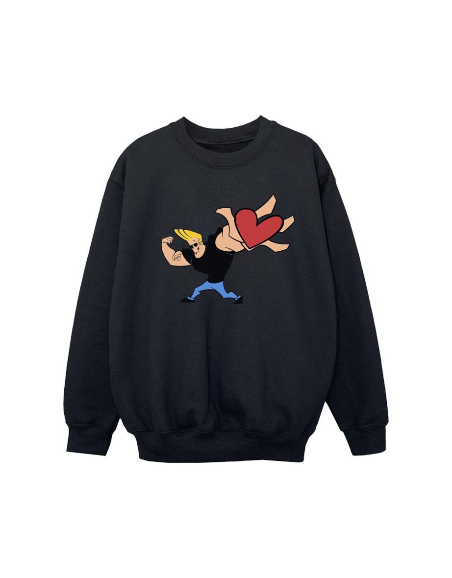 Johnny Bravo Girls Heart Present Sweatshirt - Black