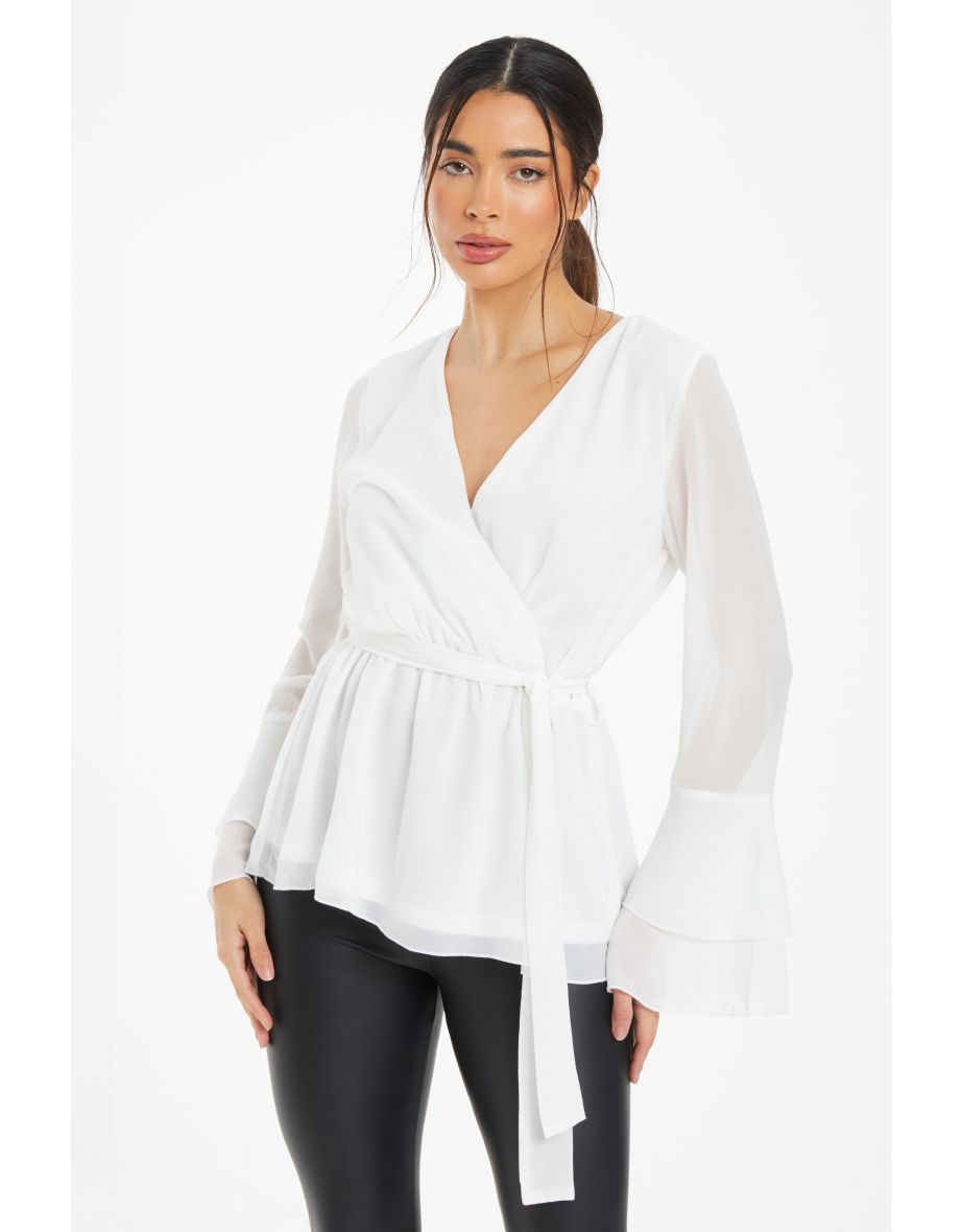 Chiffon wrap top deals