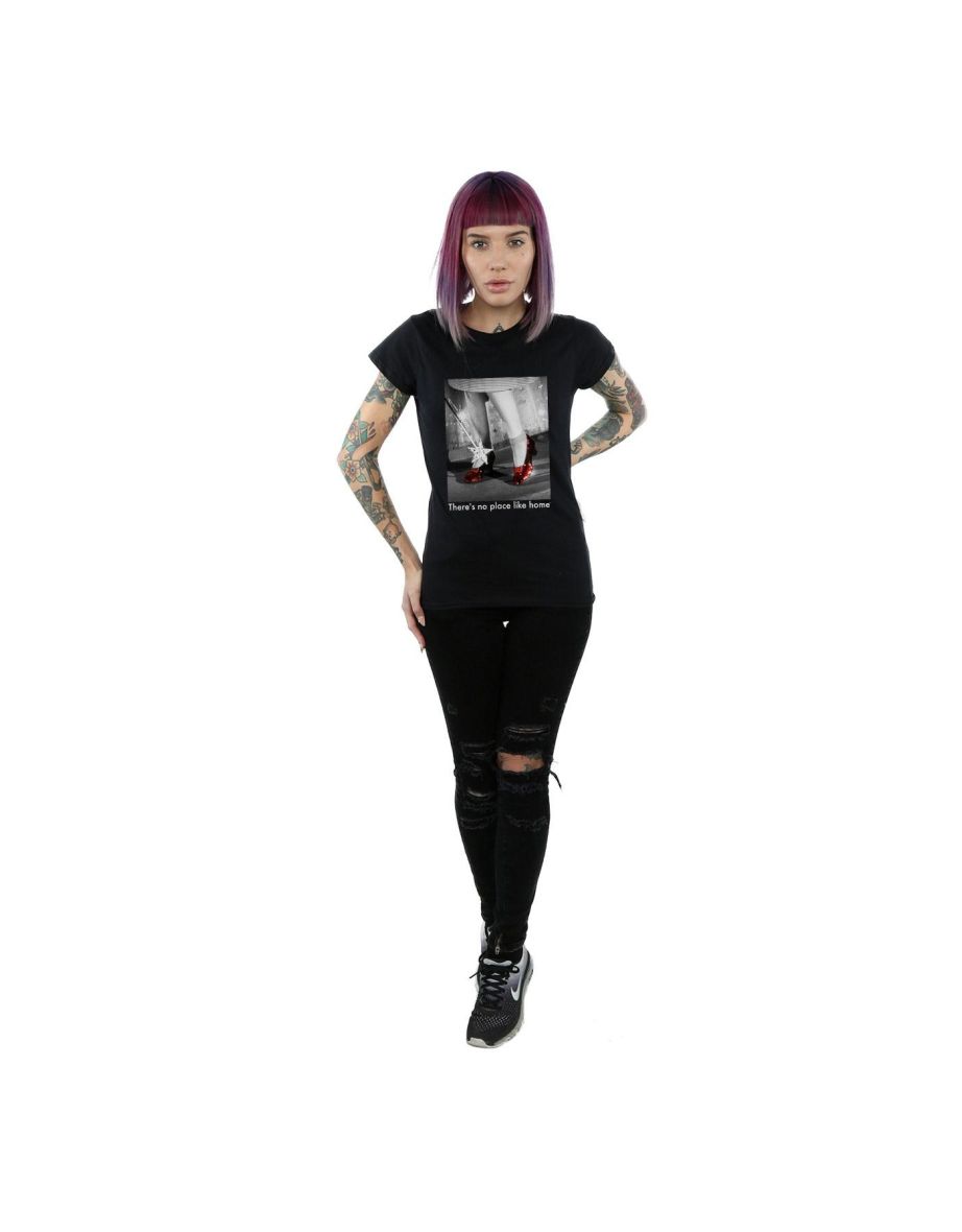 The Wizard Of Oz Womens/Ladies Ruby Slippers Photo Cotton T-Shirt - Black - 3