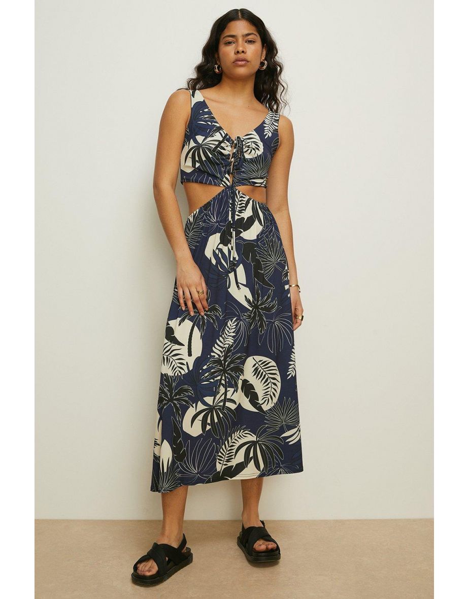 oasis palm print dress