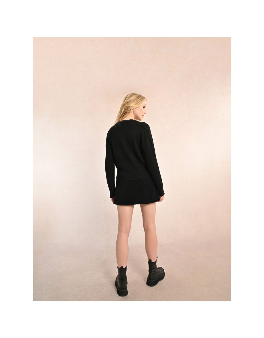 Scalloped Cardigan with Lace Trim - 5