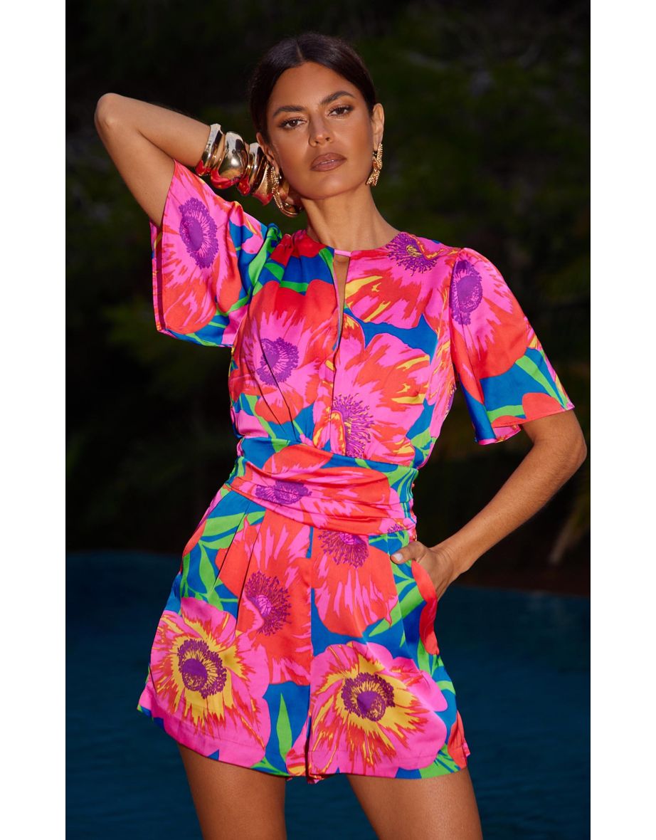 Fleur Playsuit In Poppy Bloom - 3