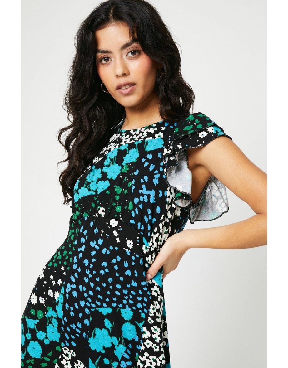 Petite Ditsy Ruffle Sleeve Empire Dress - 3