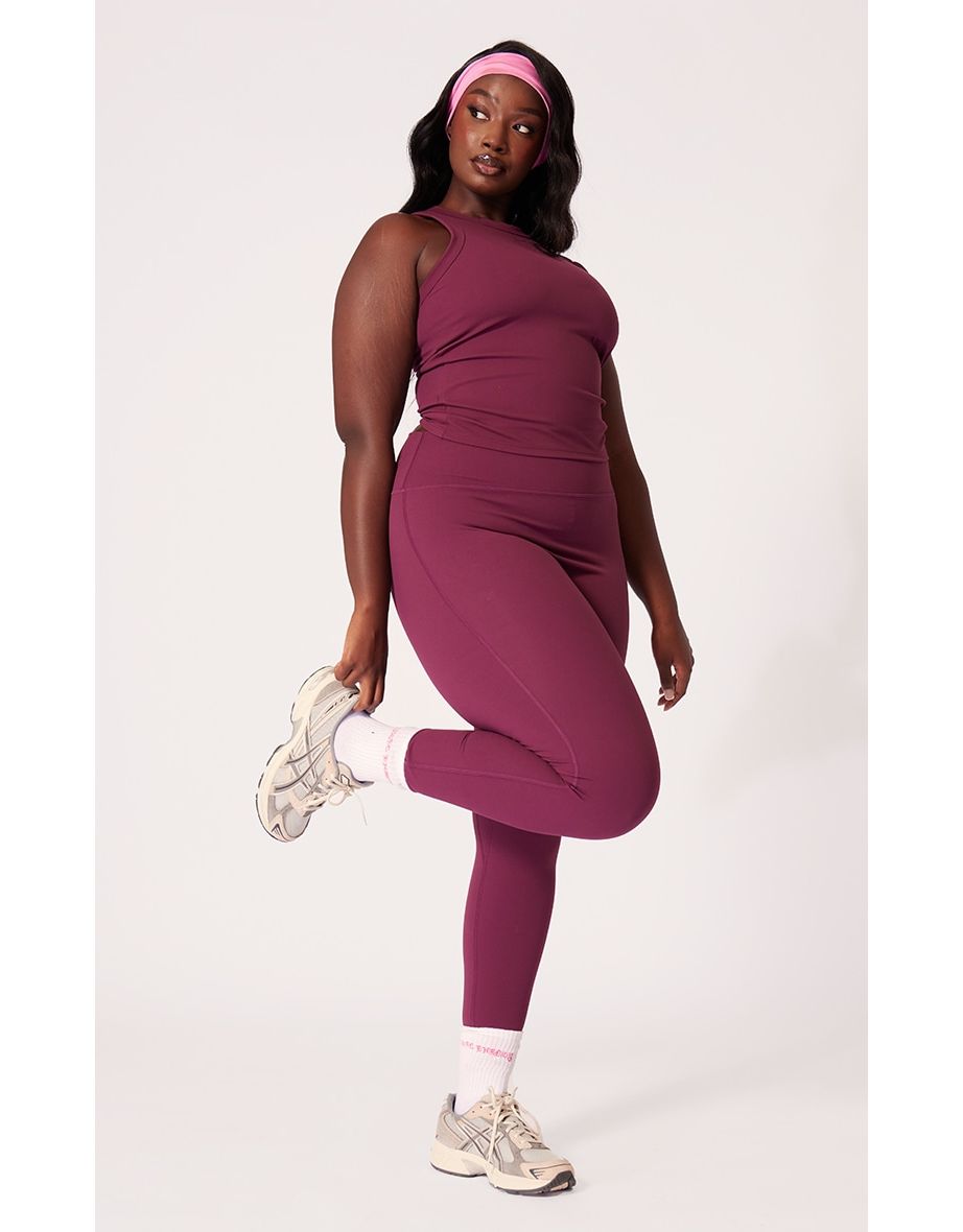 Plus Plum Sculpt Longline Gym Racer Top