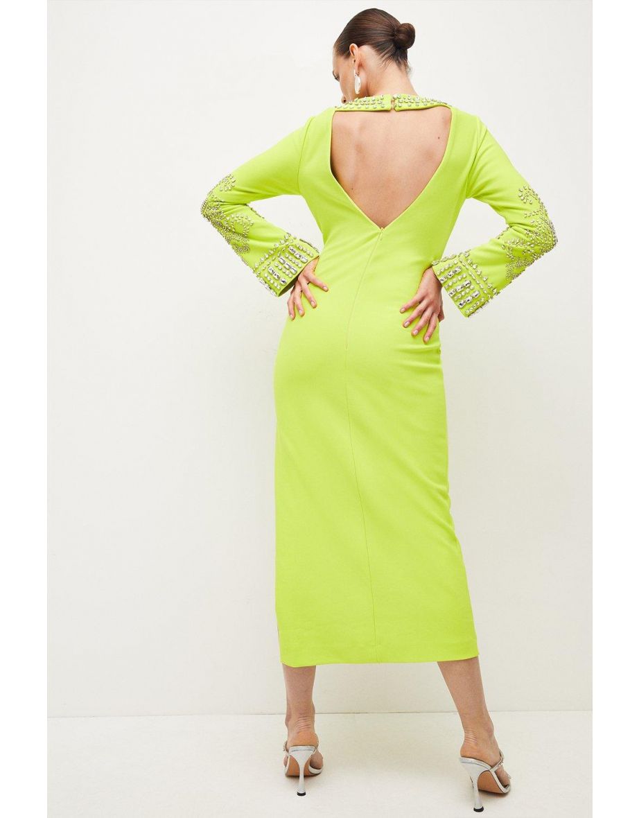 Embellished Detail Figure Form Crepe Maxi Dress - 2