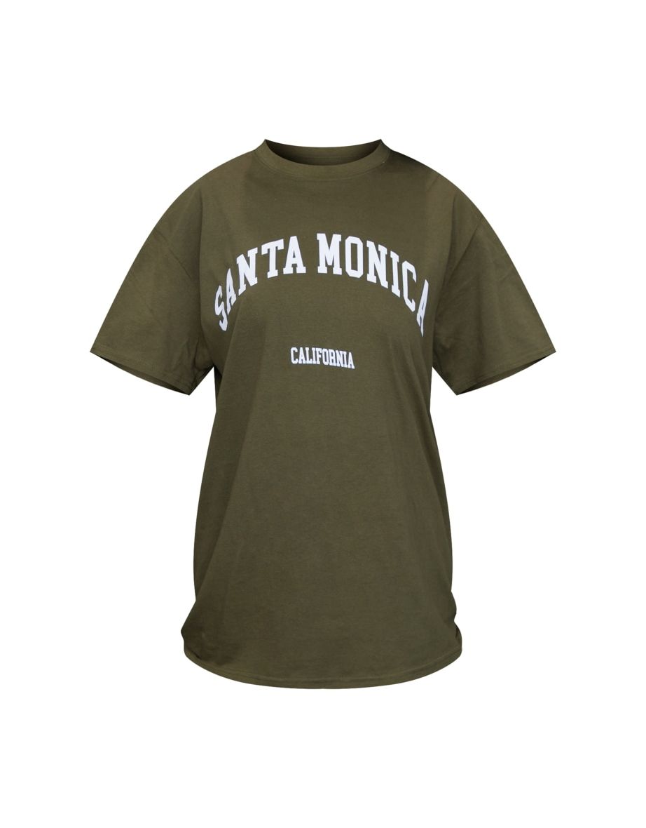 Dark Khaki Santa Monica Print T Shirt - 4