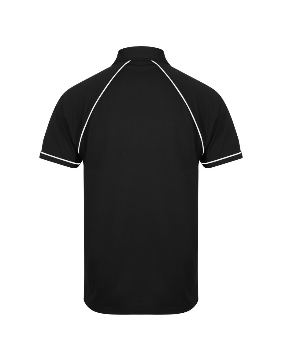 Finden & Hales Mens Piped Performance Sports Polo Shirt - Black/White - 1