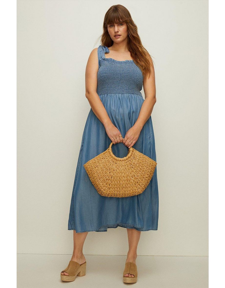 Plus Size Shirred Bodice Midi Dress