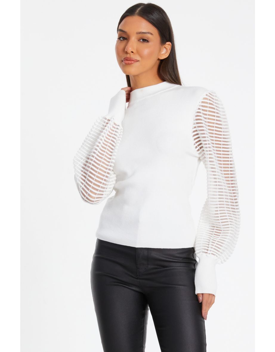Cream High Neck Jumper
