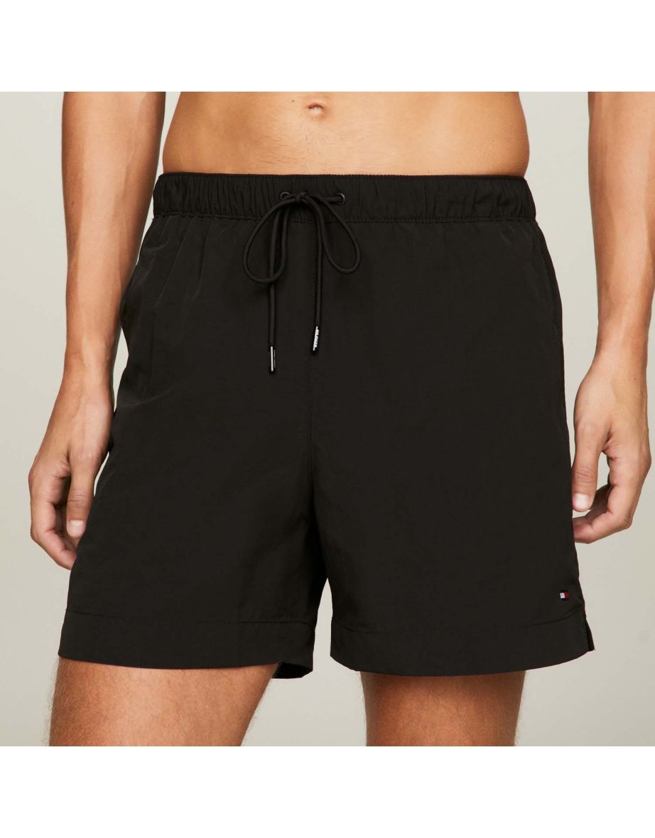 Men's Tommy Hilfiger Essential Drawstring Mid Length Swim Shorts in Black