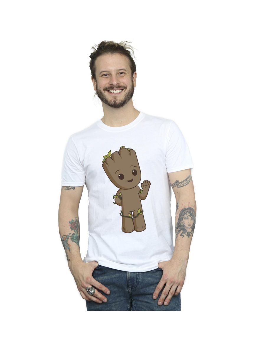 Marvel Mens I Am Groot Cute Groot T-Shirt - White
