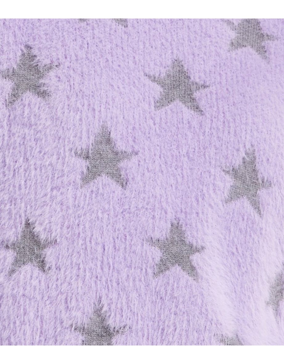 Women’s Jumper in Lilac with Fluffy Grey Star Pattern - 7