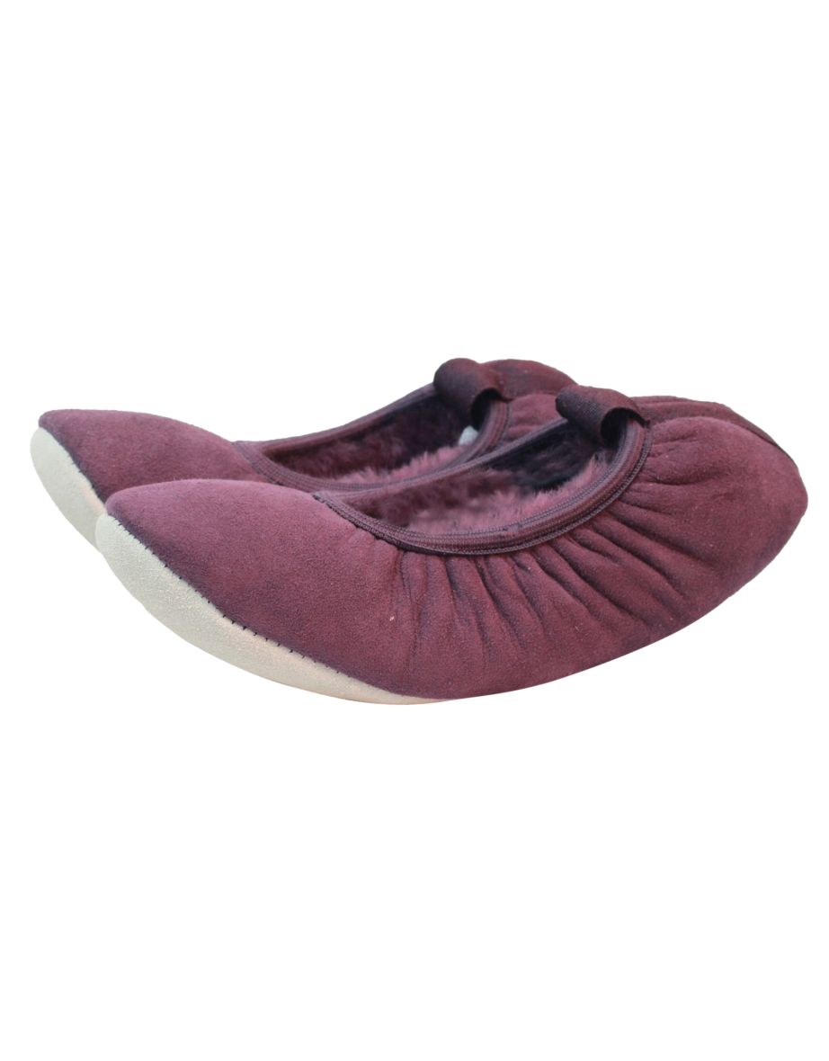 Eastern Counties Leather Womens/Ladies Sheepskin Lined Ballerina Slippers - Plum - 1
