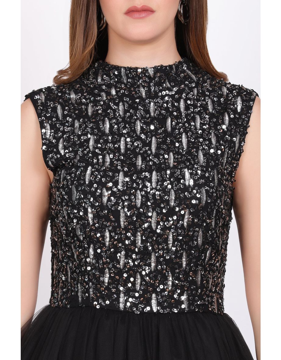 Nanta Black Embellished Midaxi Dress - 4