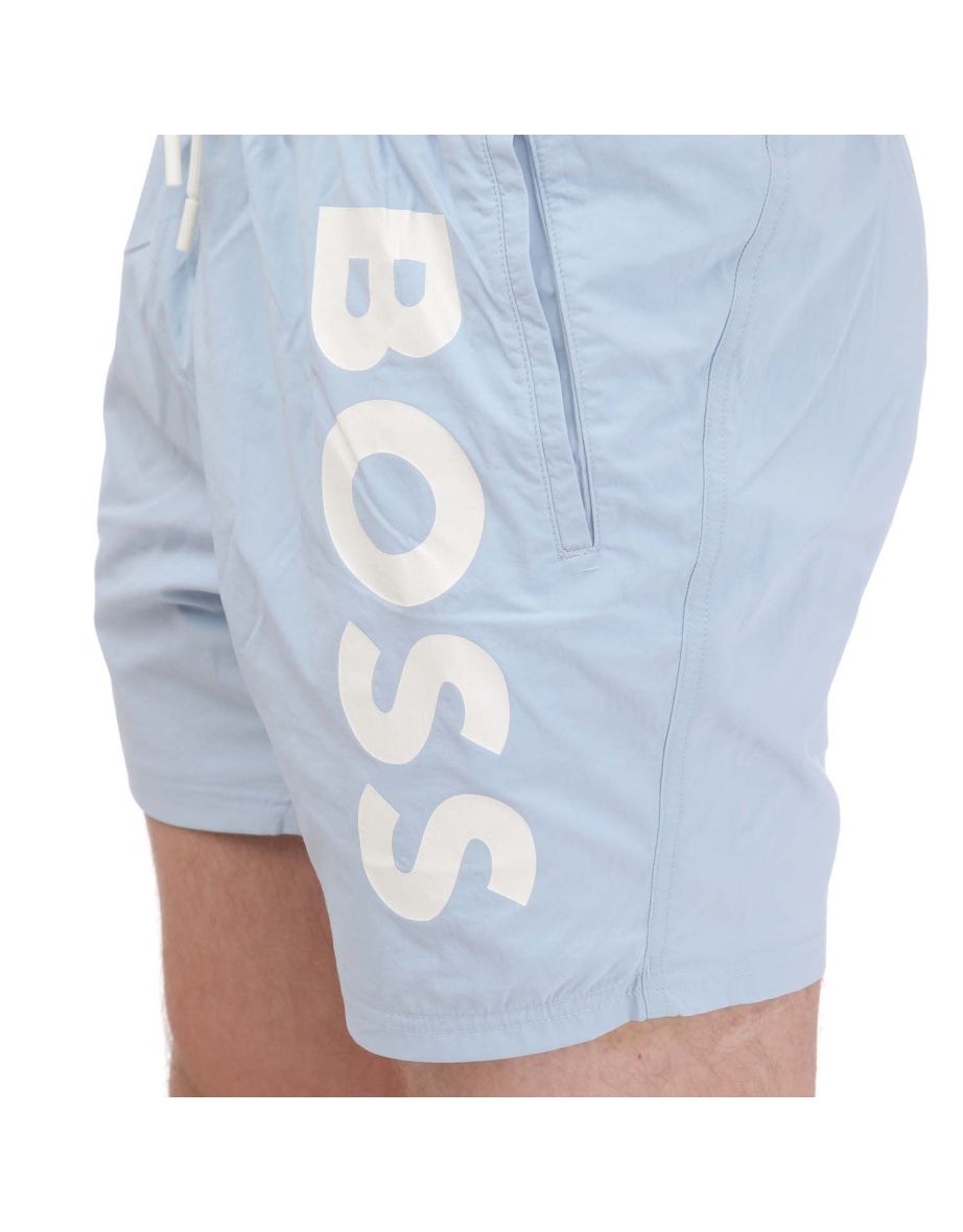 Men's Hugo Boss Vertical Logo Quick Dry Swim Shorts in Blue - 2