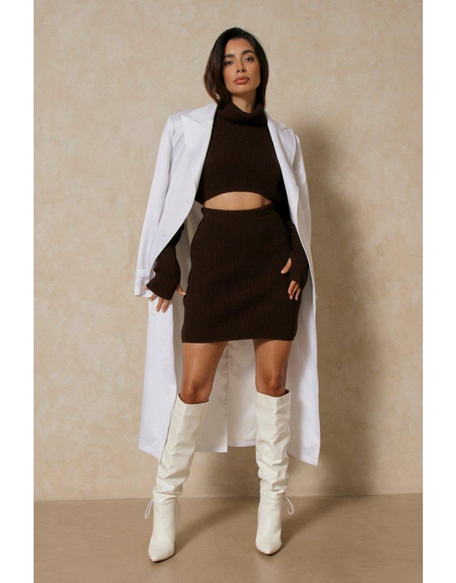 Balloon Sleeve Roll Neck Cropped Jumper