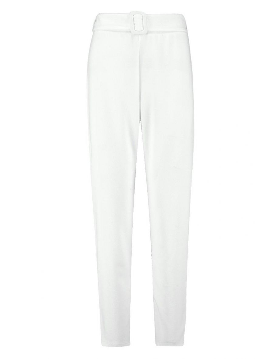 Belted Cigarette Trousers - ivory - 1