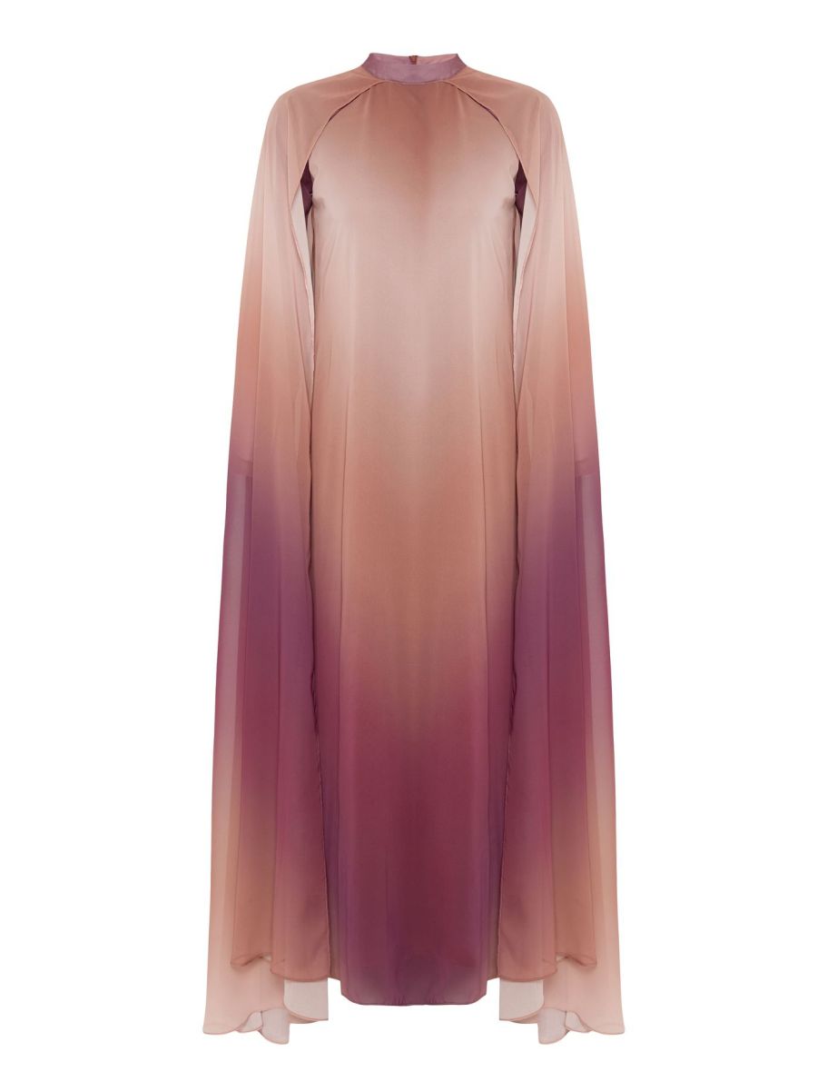 X Artificial Wit Brown Gradient Cloak Evening Dress - 6