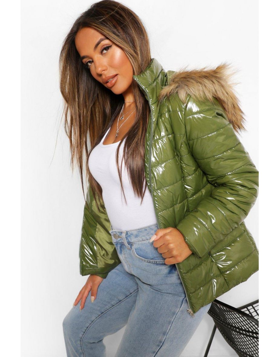 High shine faux fur jacket online