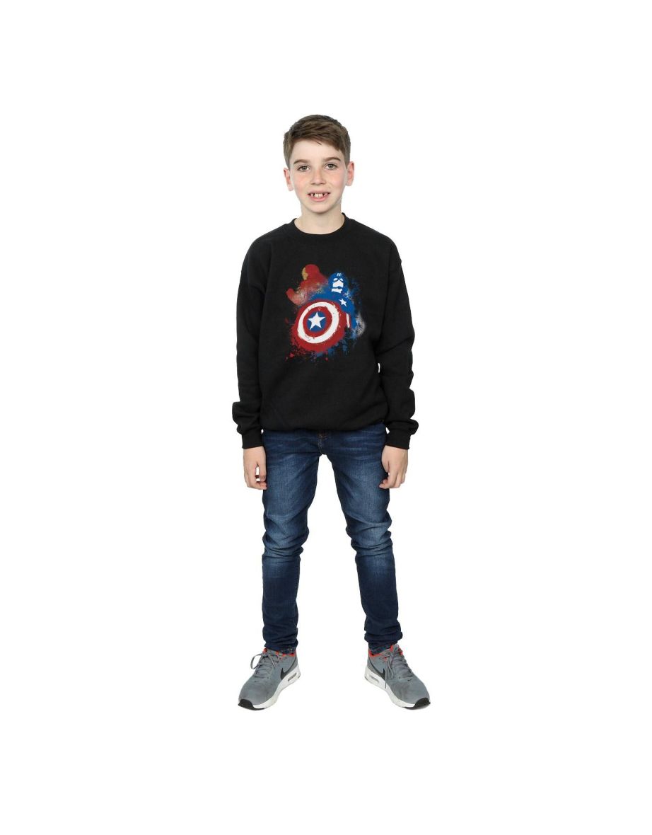 Marvel Boys Captain America Civil War Painted Vs Iron Man Sweatshirt - Black - 3