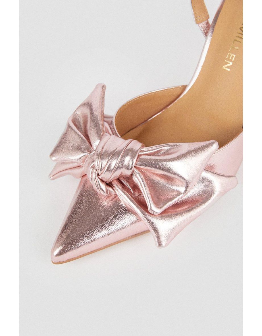Satin Extreme Bow Slingback Court Heel - 3