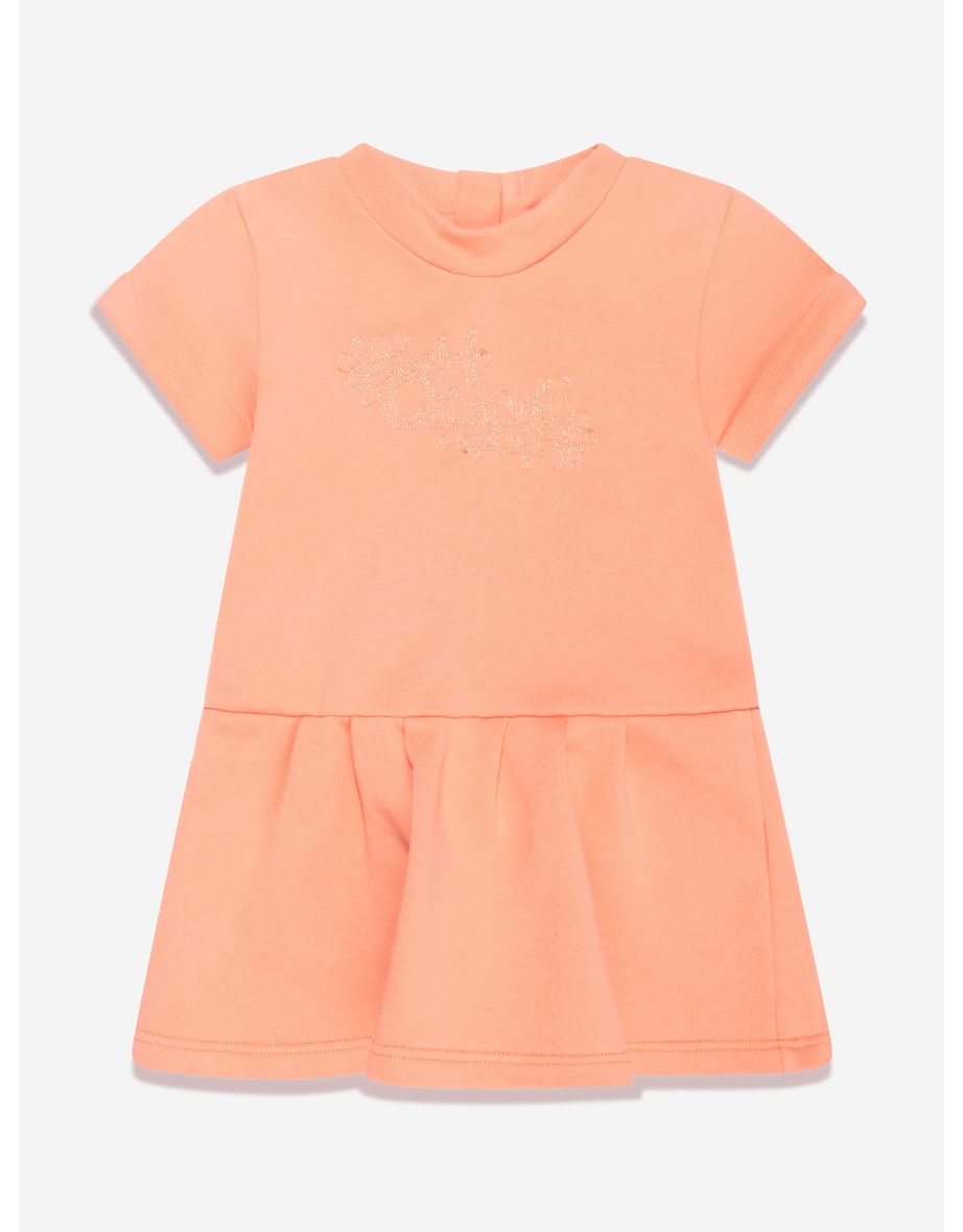 Chloé Baby Girls Organic Cotton Fleece Dress in Peach