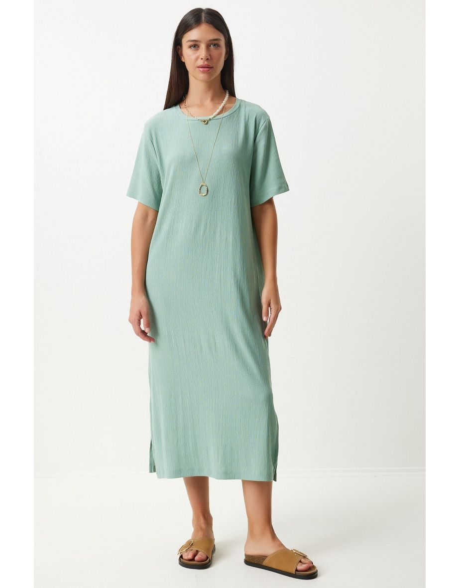 Women's Green Loose Long Daily Summer Knitted Dress