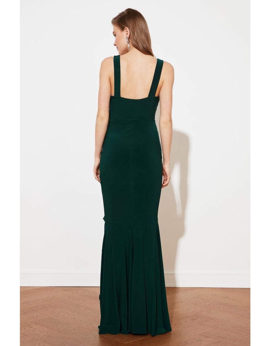 Green Mermaid Maxi Evening Dress - 3