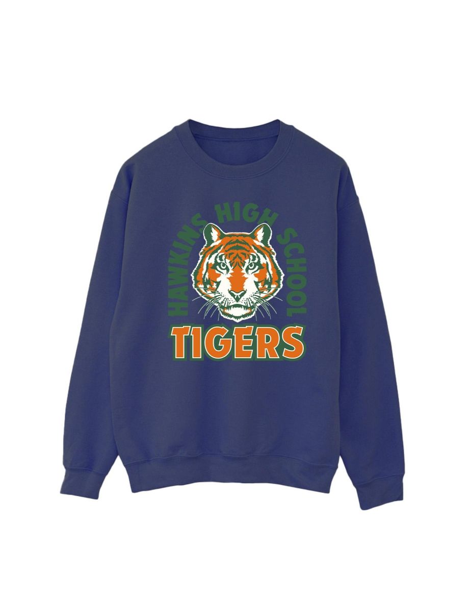 Netflix Mens Stranger Things Hawkins Arch Tiger Sweatshirt - Navy Blue - 1