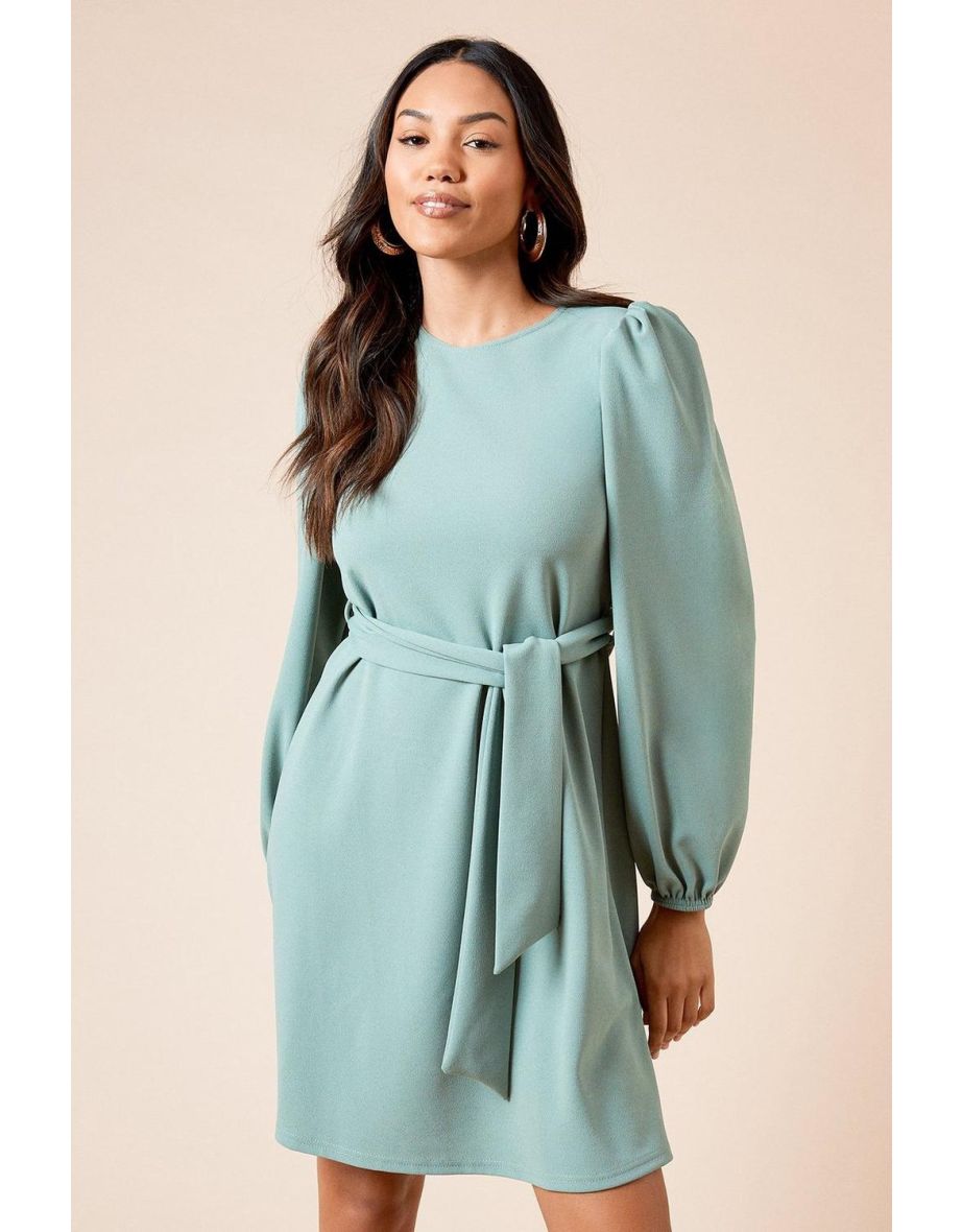 Belted Scuba Shift Mini Dress