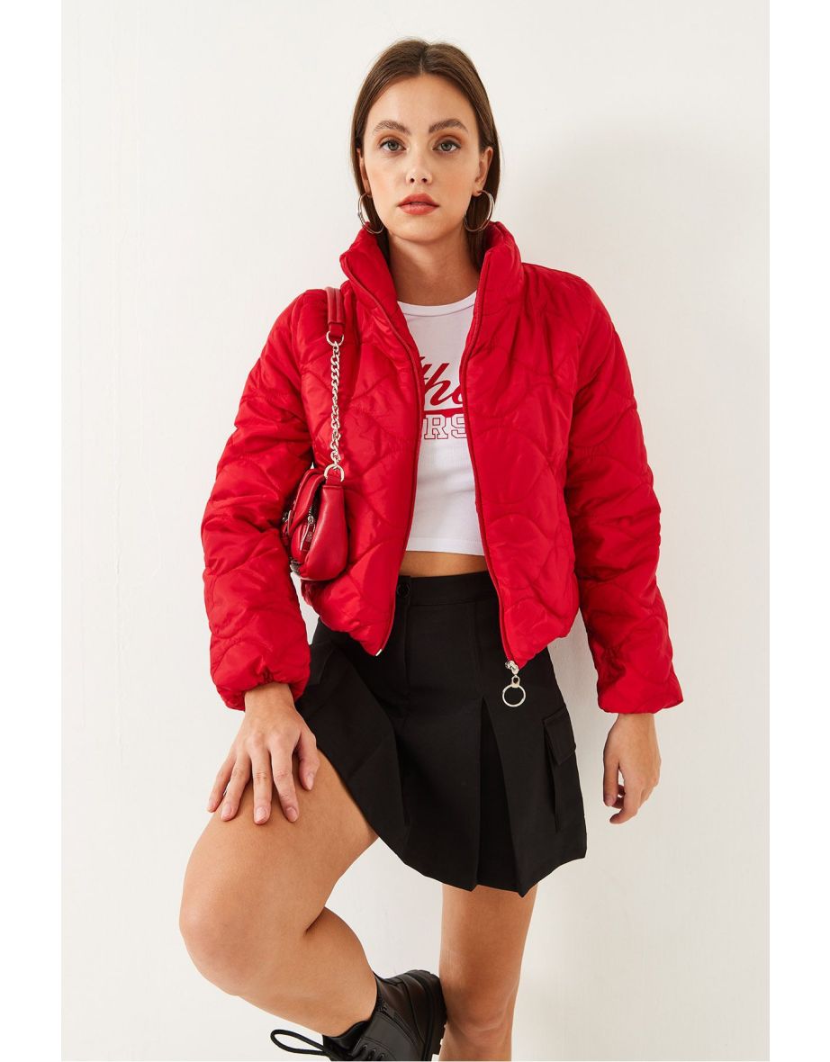 Women's Stand Collar Waterproof Short Puffer Jacket