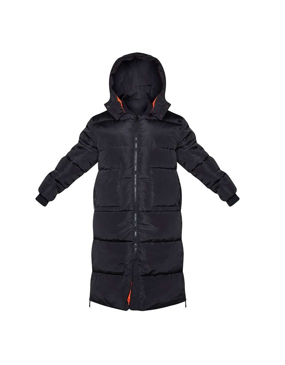 Plus Black Maxi Contrast Hooded Puffer Jacket - 4