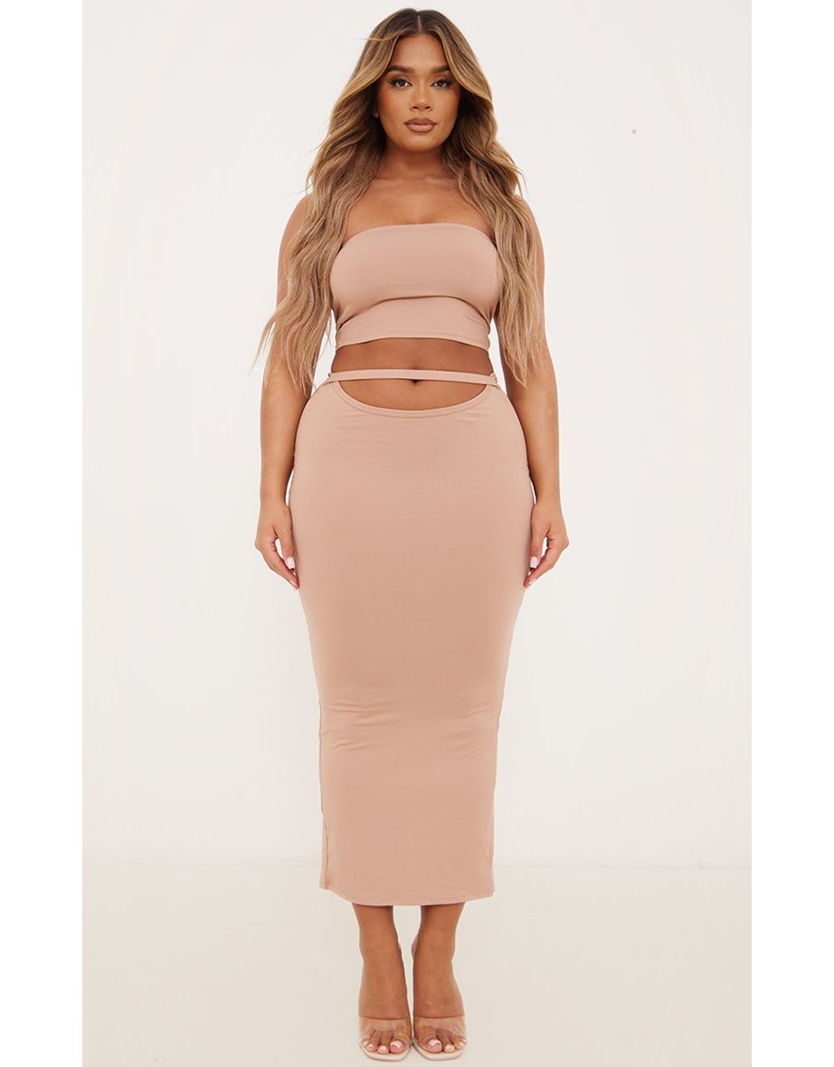 Shape Deep Rose Soft Seamless Cut Out Midi Skirt