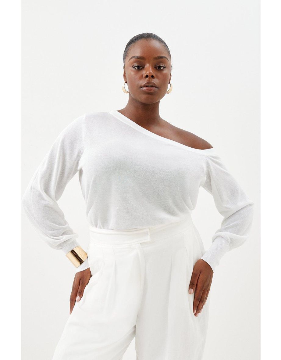 Off the shoulder long sleeve jumper online