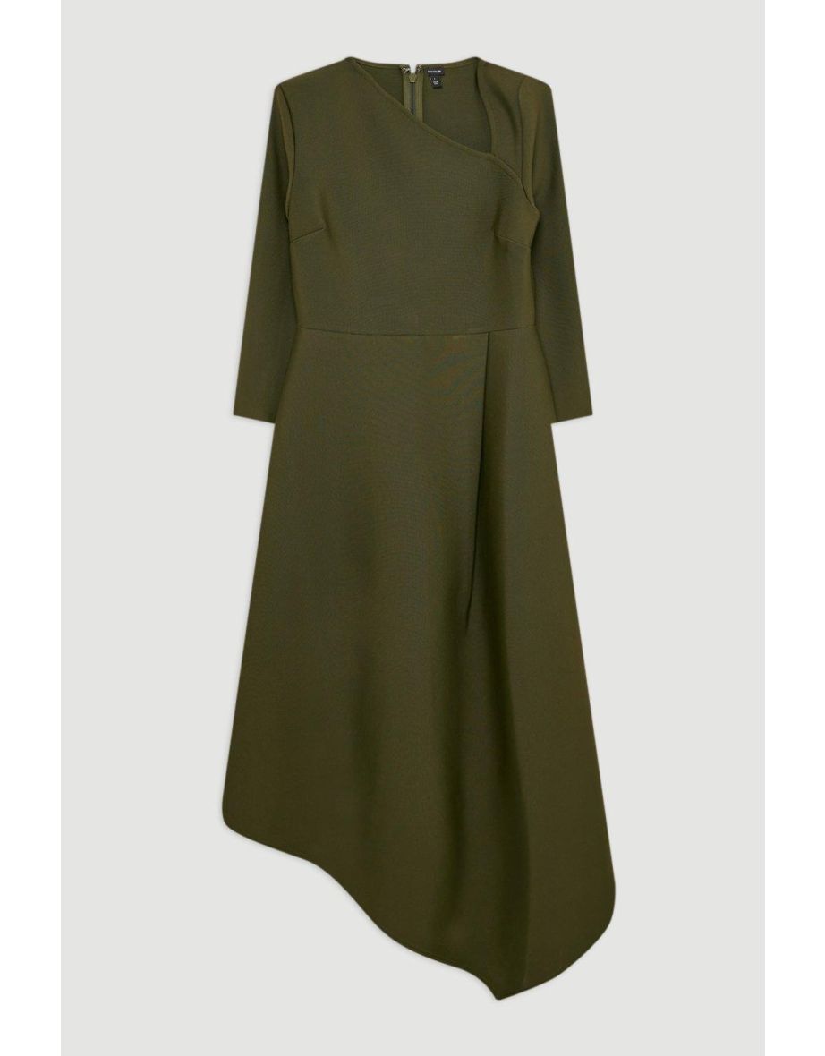 Figure Form Bandage Asymmetric Hem Knit Maxi Dress - 3