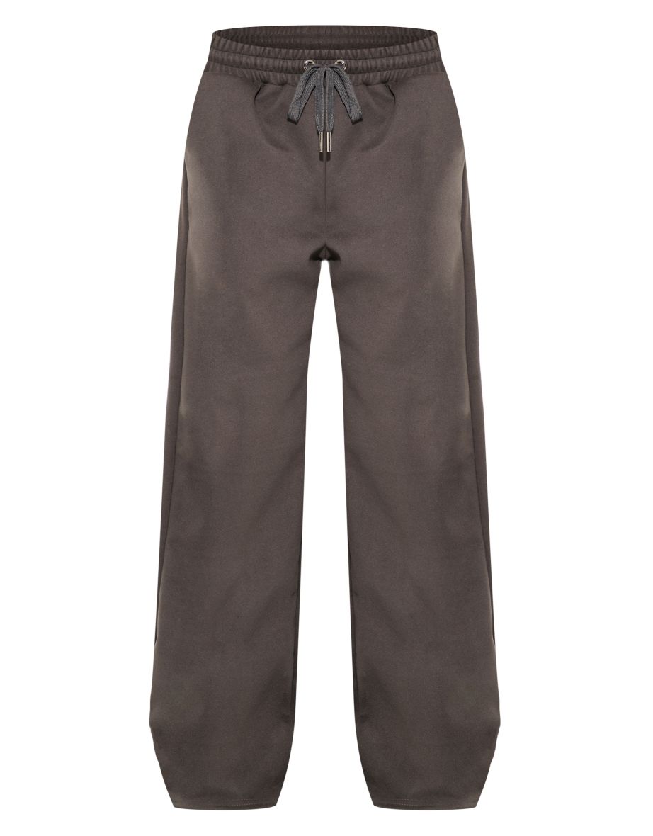 Charcoal Heavy Brushed Wide Leg Trousers - 4