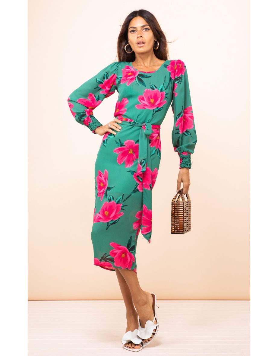 Shop Sabina Midi Dress in Pink on Green Tulip Online in Qatar VogaCloset