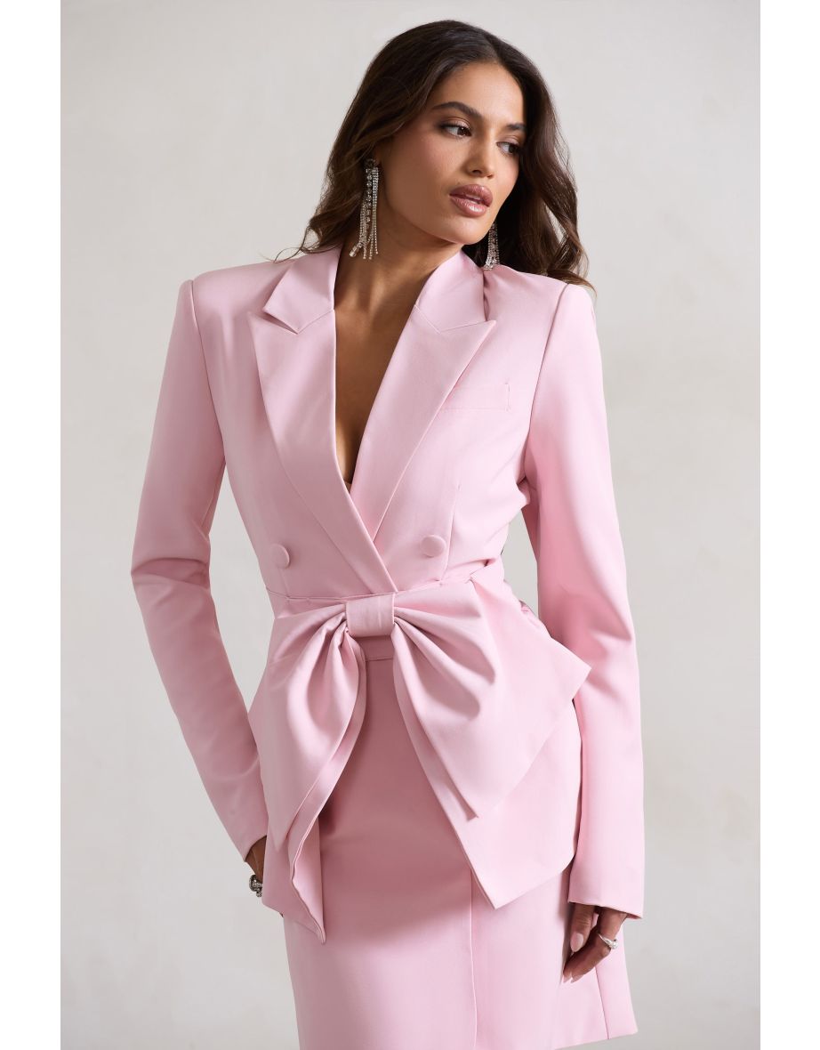 Prized | Pink Tailored Blazer Dress With Bow - 2