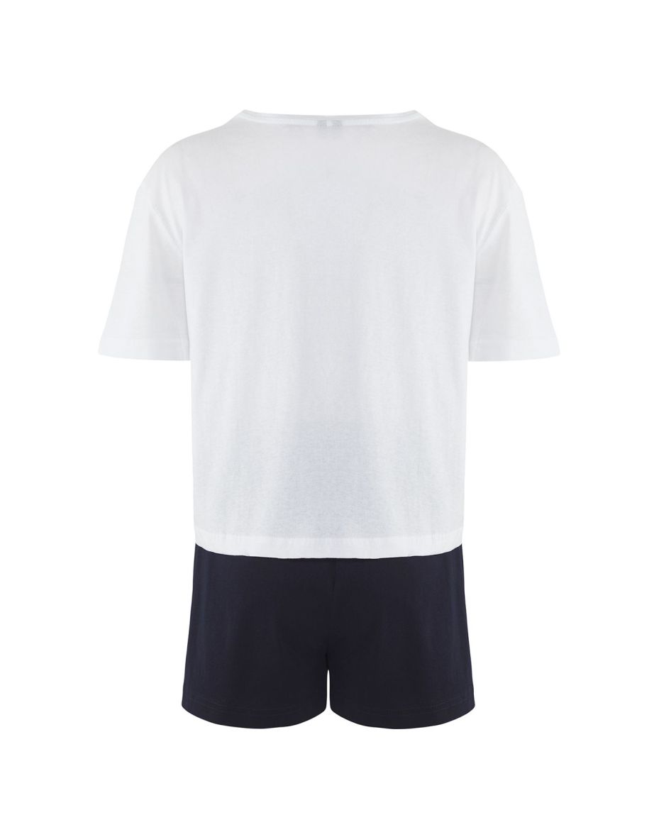 White Plain Jersey Knitted Pajama Set - 6