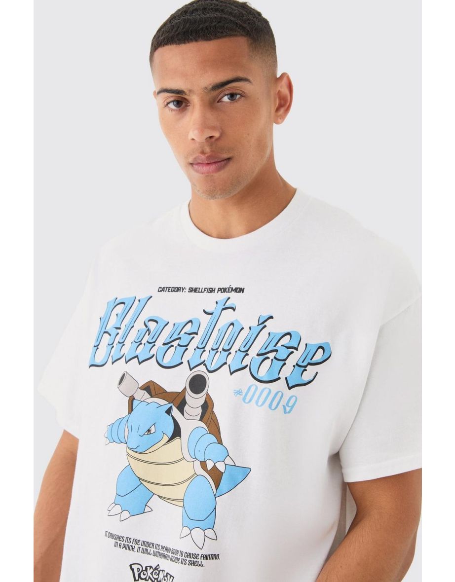 Oversized Pokemon Blastoise License T-shirt - white - 2
