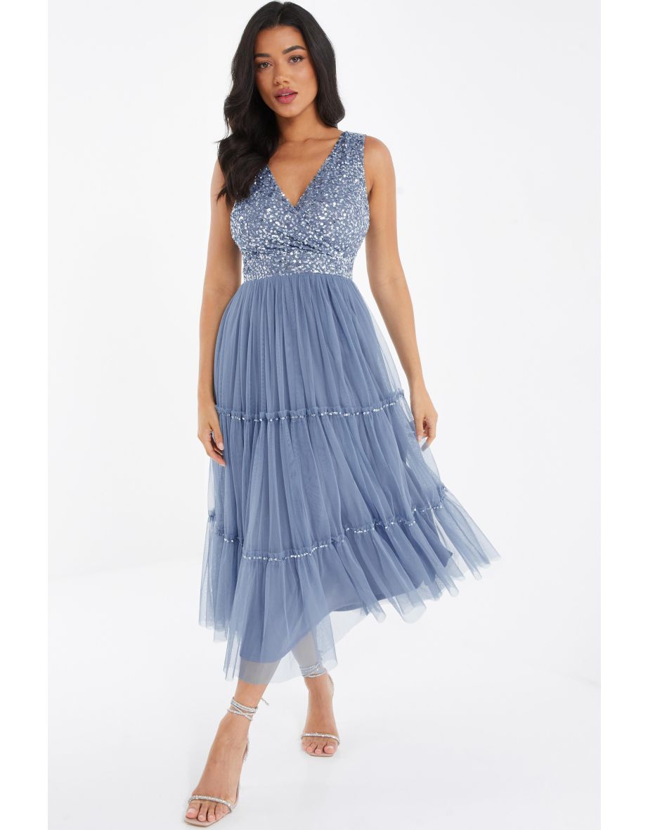 Quiz bridesmaid dresses blue top