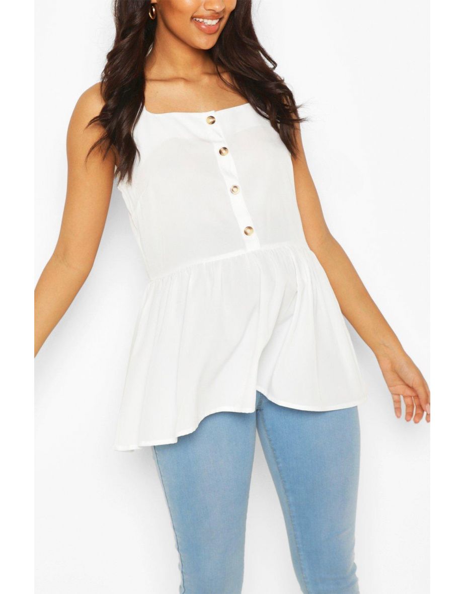 Maternity Button Front Cami Smock Top - white - 3