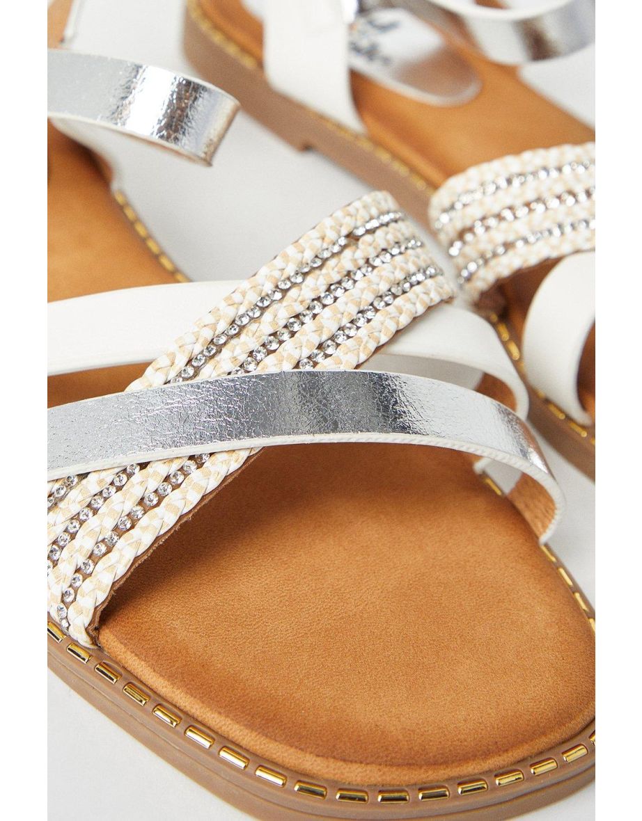Good For The Sole: Melania Comfort Mixed Material Flat Sandals - 3