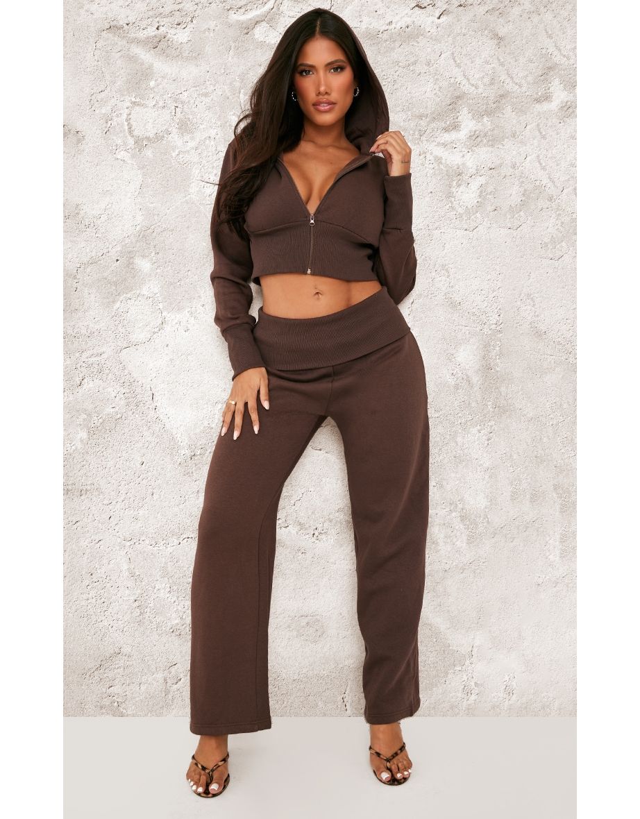 Shape Chocolate Foldover Waist Flare Joggers