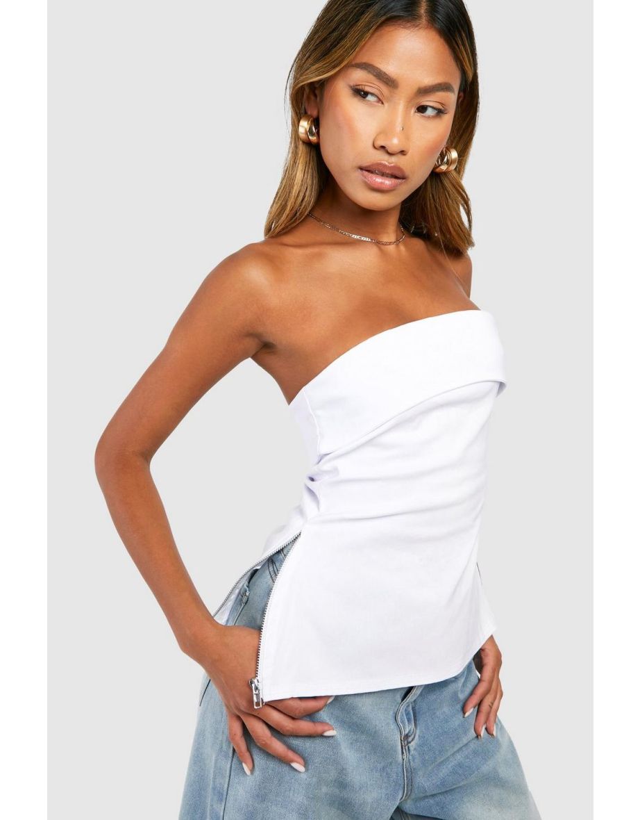 Bengaline Longline Split Hem Corset - white