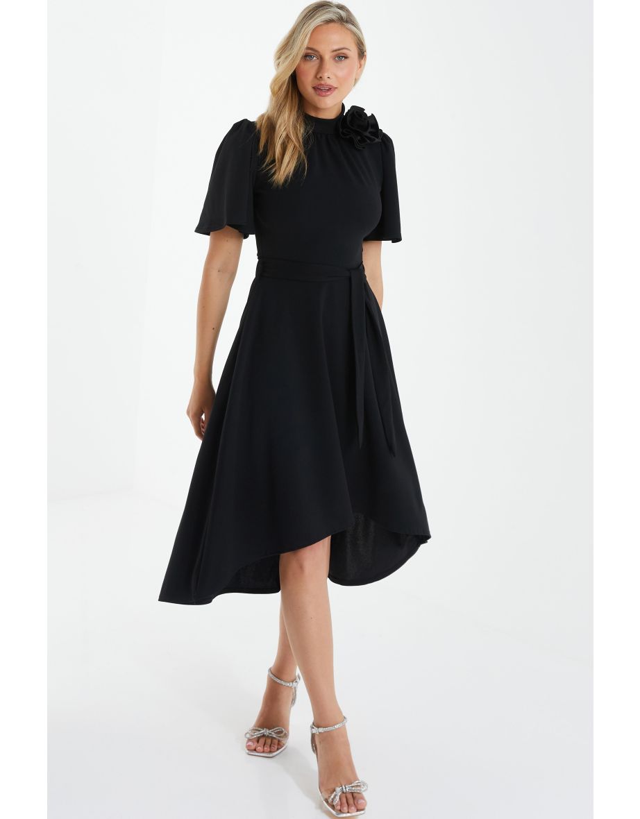 Quiz black dip sale hem dress